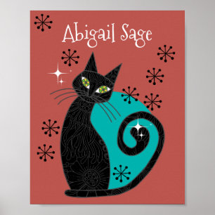 Speciaal gepersonaliseerd midden moderne atoomkat poster