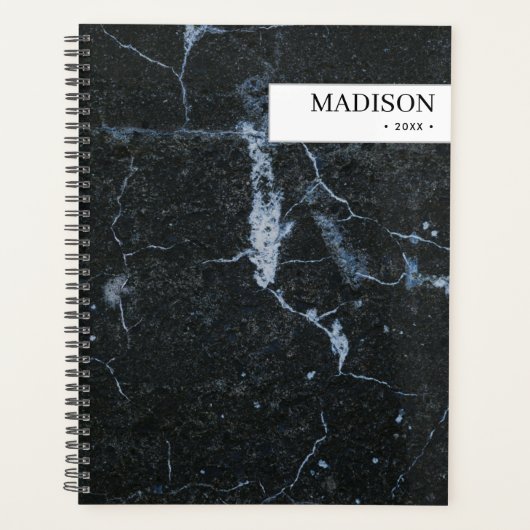 Speciaal gepersonaliseerd Modern Black Marble Mini Planner (Voorkant)