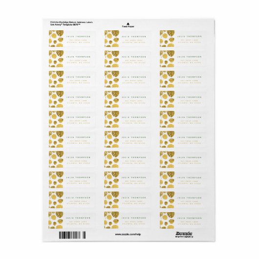 Speciaal gepersonaliseerd modern Gold Monstera laa Etiket (Full Sheet)