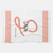 Speciaal gepersonaliseerd modern koraal Elegant mo Theedoek (Horizontaal)