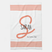 Speciaal gepersonaliseerd modern koraal Elegant mo Theedoek (Verticaal)