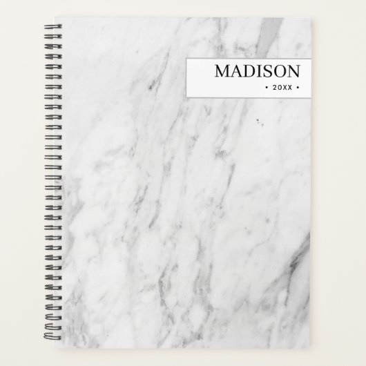 Speciaal gepersonaliseerd Modern White Marble Mini Planner (Voorkant)