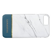 Speciaal gepersonaliseerd modern wit marmer Blauwg Case-Mate iPhone Case (Achterkant (Horizontaal))