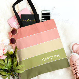 Speciaal gepersonaliseerd multikleurenblok Stripes Draagtas
