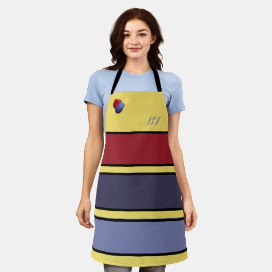 Speciaal gepersonaliseerd rasterbes met tekenkleur schort (Gedragen)