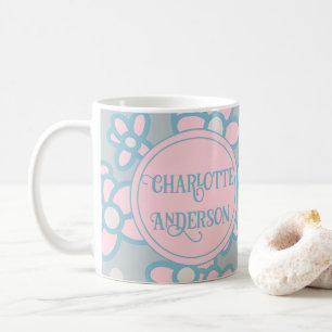 Speciaal gepersonaliseerd retro Floral Pastel Koffiemok