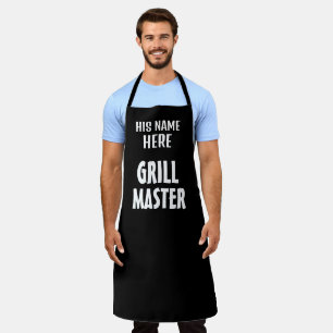 Speciaal gepersonaliseerd zwart grill Master BBQ-s Schort