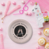 Speciaal gepersonaliseerde 21e verjaardag glitter  papieren bordje (Feest)