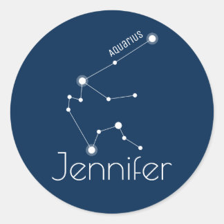 Speciaal gepersonaliseerde aquarius Zodiac Constel Ronde Sticker