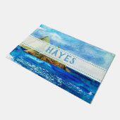 Speciaal gepersonaliseerde blauwe kustzone strand deurmat (Schuin)