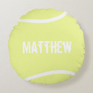 Speciaal gepersonaliseerde Bright Gele Tennis Ball Rond Kussen