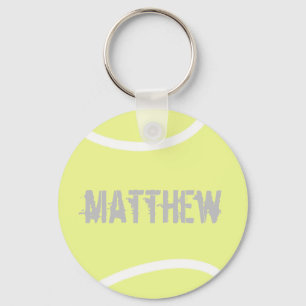 Speciaal gepersonaliseerde Bright Gele Tennis Ball Sleutelhanger