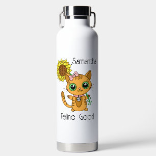 Speciaal gepersonaliseerde Cartoon Kitty Cat Pun Waterfles