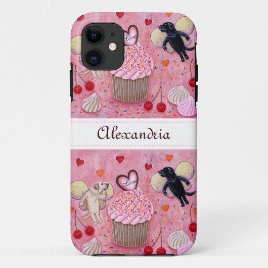 Speciaal gepersonaliseerde Cupcake en Labrador Fai Case-Mate iPhone Case (Achterkant)