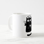 Speciaal gepersonaliseerde Cute Angel Black Cat Koffiemok (Voorkant links)