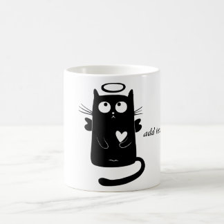 Speciaal gepersonaliseerde Cute Angel Black Cat Koffiemok