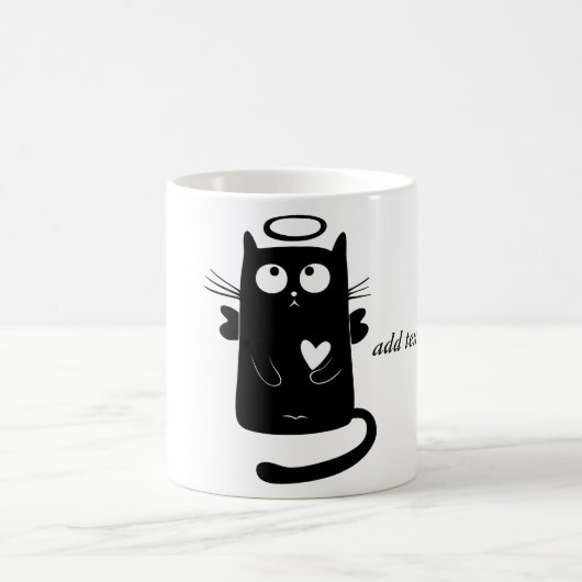 Speciaal gepersonaliseerde Cute Angel Black Cat Koffiemok (Center)
