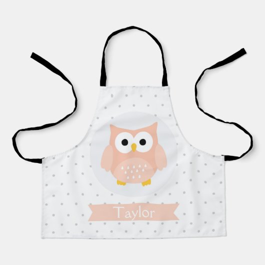 Speciaal gepersonaliseerde Cute Owl Kinder Apron Schort (Voorkant)