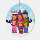 Speciaal gepersonaliseerde feestdag voor kerstkaar keramisch ornament (Links)