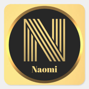 Speciaal gepersonaliseerde Gold Monogramed Letter Vierkante Sticker