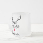 Speciaal gepersonaliseerde kerst render matglas koffiemok (Voorkant links)