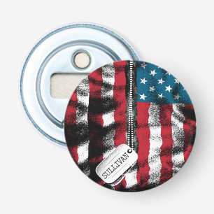 Speciaal gepersonaliseerde militaire Soldaat Dog-t Button Flesopener