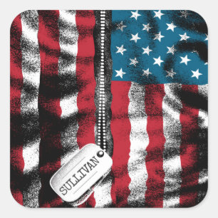 Speciaal gepersonaliseerde militaire Soldaat Dog-t Vierkante Sticker