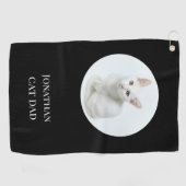 Speciaal gepersonaliseerde moderne kat papa zwarte golfhanddoek (Horizontaal)
