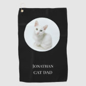 Speciaal gepersonaliseerde moderne kat papa zwarte golfhanddoek (Voorkant)