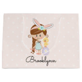 Speciaal gepersonaliseerde paastas Bunny Ears Brun Groot Cadeauzakje (Voorkant)