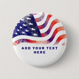 Speciaal gepersonaliseerde patriottische Amerikaan Ronde Button 5,7 Cm