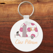 Speciaal gepersonaliseerde Retro Art Caravan Owner Sleutelhanger (Voorkant)