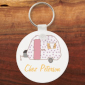 Speciaal gepersonaliseerde Retro Art Caravan Owner Sleutelhanger (Voorkant)