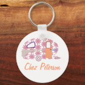 Speciaal gepersonaliseerde Retro Art Caravan Owner Sleutelhanger (Voorkant)