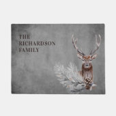 Speciaal gepersonaliseerde Rustic Grey Deer Huntin Deurmat (Voorkant)