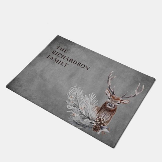 Speciaal gepersonaliseerde Rustic Grey Deer Huntin Deurmat (Schuin)