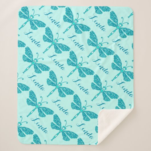 Speciaal gepersonaliseerde waterige naam dragonfly sherpa deken (Voorkant)