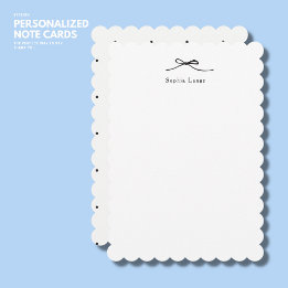 Speciaal geschaald Scallop Edge Note Kaart met Bow Notitiekaartje