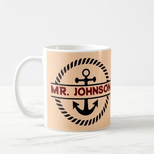 Speciaal geschenk voor aangepast blauw anker koffiemok (Links)