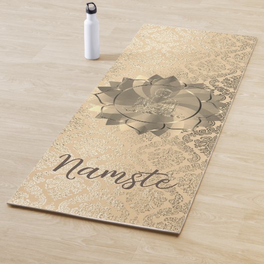 Speciaal Glittery Gold Damask Buddha Lotus Yogamat (In situ)