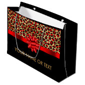 Speciaal Gold Black Leopard RED BOW Groot Cadeauzakje (Voorkant Gekanteld)
