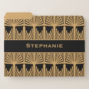 Speciaal Gold- en zwart art Deco-patroon Documentenmap