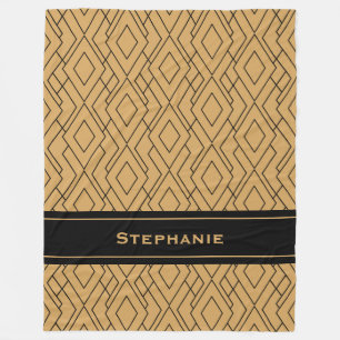 Speciaal Gold- en zwart art Deco-patroon Fleece Deken