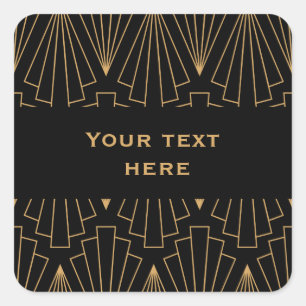 Speciaal Gold- en zwart art Deco-patroon Vierkante Sticker