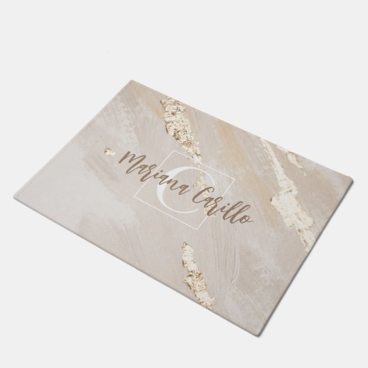 Speciaal Gold Foil marble Monogram script Deurmat (Schuin)