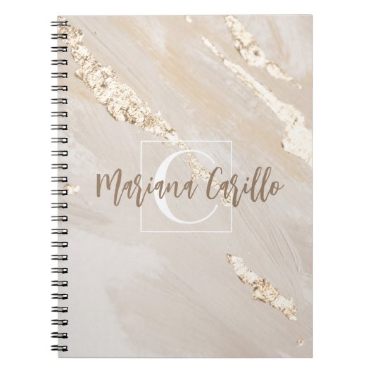 Speciaal Gold Foil marble Monogram script Notitieboek (Voorkant)