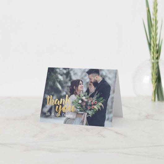 Speciaal Gold Script-fotokaart - Hartelijk dank Notitiekaartje (Voorkant)