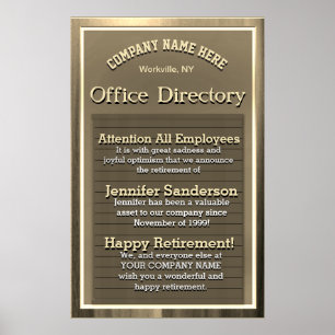 Speciaal  Gold Sign Retirement Gift Poster