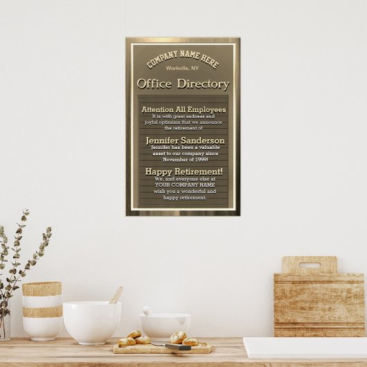 Speciaal  Gold Sign Retirement Gift Poster (Keuken)