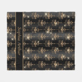Speciaal Gold Sparkle Chandelier Pattern Black Fleece Deken (Voorkant (Horizontaal))